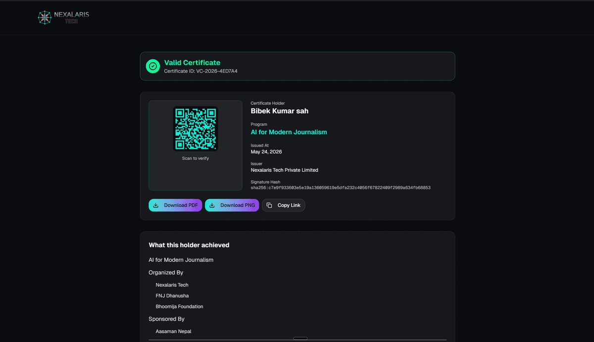 Nexalaris Cert Verification